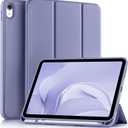 Akkerds Compatible with iPad (A16) 11th Generation Case 11 Inch 2025, for iPad 10th Generation Case 10.9 Inch 2022 with Pencil Holder, Slim Trifold Stand Protective Cover with Soft TPU Back, Light Purple