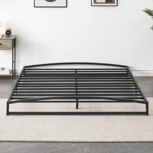 GAOMON Low Bed Frame Queen Size, 6 Inch Heavy Duty Metal Platform Queen Bed Frame with Arch Design, Easy Assembly, Strong Bearing Capacity, Under Bed Storage, No Box Spring Needed - Black