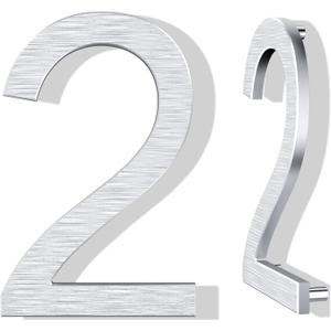 12 Inch Large House Numbers for Outside, Modern Silver Metal Address Numbers with Floating Effect, Weatherproof Aluminum, Easy Screw Mount for Fence Wall Garage Gate (2)