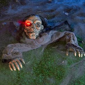 JOYIN Halloween Decorations Outdoor Zombie Groundbreaker with Decayed Face and Flash Eyes, Halloween Outside Decorations Scary Zombies Prop for Yard Graveyard Lawn Cemetery Decor