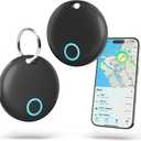Air Tracker Tags-2 Pack [Apple MFi Certified] (iOS Only), Smart Bluetooth Tracker, Compatible with Apple Find My, Item Locator for Keys, Luggage, Wallet, Suitcase, Bags, IP67 Waterproof (Black)