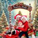 Christmas North Pole Backdrop Winter Forest Snowy Xmas Tree Photography Background Christmas Party Decorations Family Holiday Photo Props (7X5FT)
