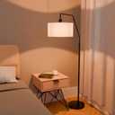 Globe Electric 65" Matte Black Floor Lamp with White Fabric Shade