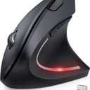TECKNET Ergonomic Wireless Vertical Mouse, 4800 DPI with 5 Adjustable Levels, 2.4GHz Optical, 6 Buttons for Laptop, Desktop, PC, MacBook - Black