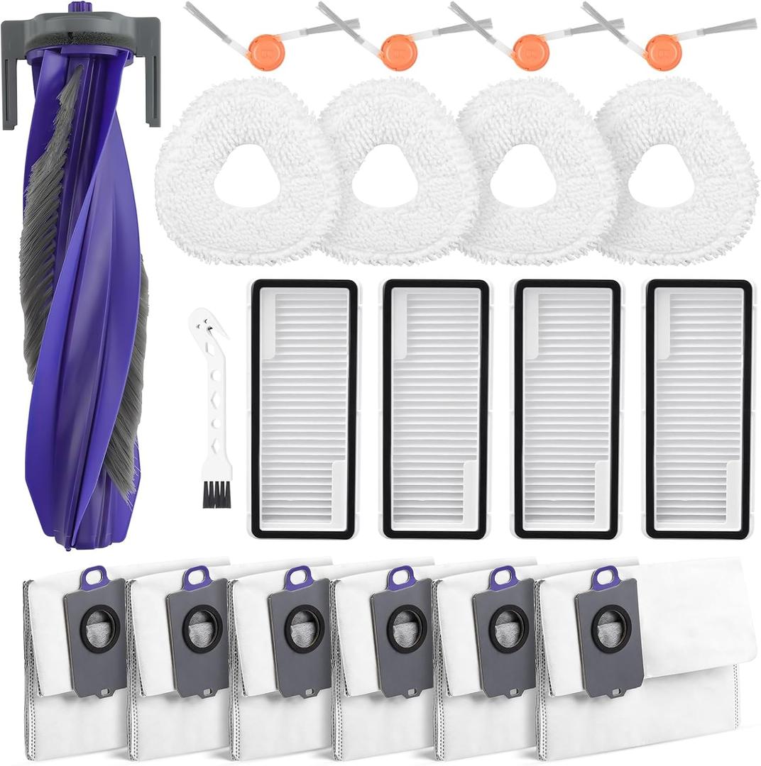 20 Pcs Accessories kit for NARWAL Freo X10 Pro Robot Vacuum, 1 Main Brush, 6 Dust Bags, 4 Hepa Filters, 4 Mop Pads, 4 Side Brushes, 1 Clean Tool, Replacement Parts with Narwal Freo X10 Pro