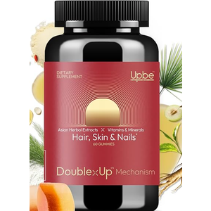 Upbe Hair Skin & Nails Gummies - 6000 mcg Biotin Vitamins & Minerals Supplement - Plant-Based, Vegetarian, No Artificial Flavors - Ginseng Herbs Gummy - 60ct BY 05/2027