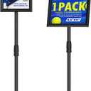 Sign Holder Floor Stand 8.5x 11, Sign Stands with Heavy Base for Display Outdoor, Adjustable Pedestal Poster Sign Stand, Snap Open Frame for Vertical & Horizontal View, Black Square