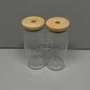 WISIMMALL Drinking Glasses with Bamboo Lids and Glass Straw 2PCS Set, 16oz Glass Cups with Lids, Beer, Iced Coffee Glasses, Soda, Gift 1 Cleaning Brushes (Missing straw and brush)