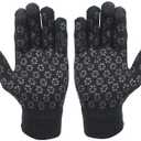 Heat Logic Unisex Thermal Knitted Winter Gloves, Touchscreen Compatible Cold Weather Warm Gloves for Men & Women, Pack of 2 (Grey + Black - With Grip)