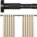 AIZESI 41-165 Inch Heavy Duty Black Tension Curtain Rod - No Drilling, Adjustable, Rust-Resistant for Outdoor, Living Room, Window, Bathroom