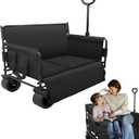 Wagon Bench Love Seat: Collapsible Heavy Duty Wagon - 500 LBS Beach Cart with Big Wheels for Sand Camping Shopping Sports