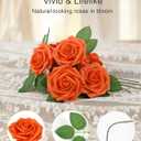 N&T NIETING Artificial Fall Flowers Fake Flowers Orange Roses Perfect for DIY Wedding Bridal Bouquets Centerpieces Bridal Shower Party Home Flower Arrangement Thanksgiving Decorations, 25Pcs