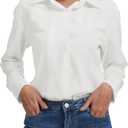 DAOAO Womens Button Down Blouse Long Sleeve Tops for Women Ladies Collared Shirt Dressy Casual Trendy White M