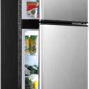 Mini Fridge with Freezer, 4.0 Cu. Ft. Double-Door Mini Refrigerator with 7-Level Adjustable Thermostat & Adjustable Glass Shelves, Compact Dorm Fridge 37 dB Low Noise for Bedroom, Apartment, Silver