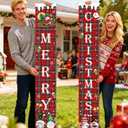Christmas Door Banner Set 12x71 inch Holiday Porch Signs Red and Green Gnome Design Outdoor Indoor Hanging Decorations (Red 3)