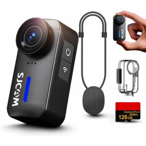SJCAM C110Plus 128GB,4K POV Magnetic Action Camera,170° FOV Video,6-Axis Stabilization,Werable Body Camera, 30M Waterproof,for Travel,Skiing,Cycling,Built-in Mic for Vlogging,Helmet Mount