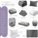 Hearth & Harbor 16 Piece Complete Dorm Room Set, Twin XL Comforter Set, Includes Sheet Set, Mattress Protector, Pillows, Headboard, Towels & Organizers - All Dorm Accessories Included, Regular Headboard