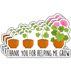 Thank You for Helping Me Grow Sticker Teacher Appreciation Plants Stickers Waterproof Decorative Vinyl Decal for Tumbler Water Bottle Laptop Phone Case Notebook Size 3x1.8 Inches, Pack Od 3