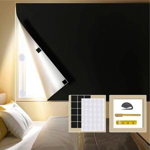 Portable Blackout Window Cover, Upgraded 157"x57" Blackout Curtains No Drill Cuttable DIY Self-Adhesive Hook Loop Tapes, Travel Reusable Blinds/Shades for Bedroom 4m