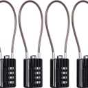 SEPOX Compact Design Resettable Combination Padlock 4 Digit, 30mm 1-3/16" Width Body, Extra Long 16cm Cable Lock for Suitcase, Travel, Gym Lockers, Helmet, Cabinets, Case, Fence, Pack of 4 Black