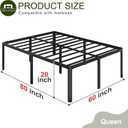 Yicensen 20 Inch Queen Bed Frame Rounded Corner Legs Platform Bed Frame Queen Size, Heavy Duty Easy Assembly, Noise Free, No Box Spring Needed, Black.
