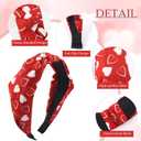 4 x Valentines Day Headband Love Heart Hair Band for Women Girls, Wine Red Hearts Headbands Wide Top Knot Hair Accessories Non Slip Valentines Wedding Party Costume Supplies Romantic Decoration (1 Count (Pack of 1), 6.Style)