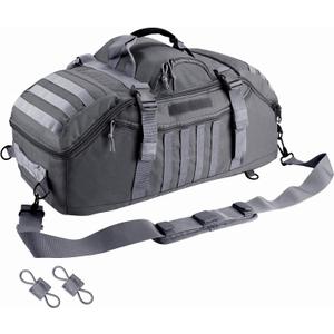 Hannibal Tactical 65L Large Duffle Bag, 3-in-1 Tactical Backpack MOLLE Pack for Sports, Gym, Outdoor, Grey