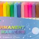 30 Pack Permanent Markers, 15 Colors Fine Point Colorful Permanent Marker, Works On Paper, Glass, Fabric, Metal, Wood Crafts, Good for Coloring and Painting