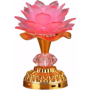 Colorful LED Lotus Buddhist Lamp, Gradient Buddha Light for Worship, Prayer and Display, Low Power Consumption, Eco - Friendly Material for Buddha Occasions, Buddhist Supplies - Pink