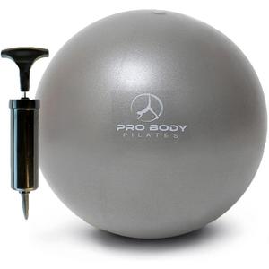 ProBody Pilates Small Exercise Ball with Pump - 9 Inch Workout Ball for Stability, Barre, Yoga, Core & Physical Therapy (Silver)