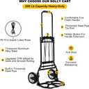 LEVORY J Folding Hand Truck and Dolly, 200 LB Capacity Upgraded Aluminum Dolly Cart, Extended Handle Portable Dolly for Travel, Moving, Shopping, Office Use, Black