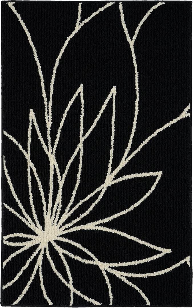 Garland Rug Grand Floral 30 in. X 46 in. Black/Ivory Area Rug Ideal for Adding Elegance and Warmth with A Stunning Floral Pattern, Soft and Durable Construction for Living Rooms, Bedrooms, Entryways