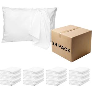 24 Pack Pillowcases Standard Size with Envelope Closure, Soft Brushed Microfiber Pillow Cases Set for Hotel, Therapy Clinic, Fabric Markers, 20x26 Inches, White