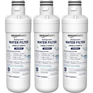 Amazon Basics Replacement LG LT1000P Refrigerator Water Filter, 3-Pack, Standard Filtration
