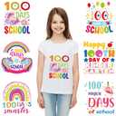 TaoBary 6 Pieces DIY 100 Days of School Transfer Iron on Patches Unicorn Rainbow Heat Iron on Patches for Clothing Washable Stickers for DIY Clothing Bag Hat Craft Accessories