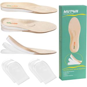 WUTAIN Full Length Gel Height Increase Insoles - Heavy Duty Silicone Shoe Lifts for Leg Length Discrepancy - Trim to Fit Shock Absorption Inserts - Non-Slip Replacement Soles1 Pair Small
