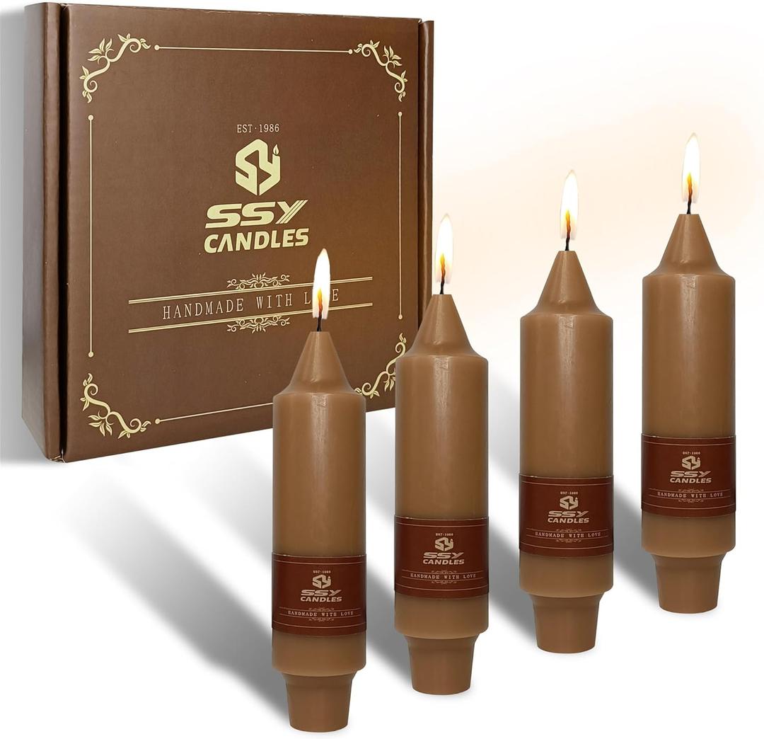 Summer Taper Candle Brown Candlesticks,Gedengni 5 inches Small Tapered Candles Short Candle Sticks Dripless Wax Candlestick for Home Dinner Wedding Party Women Gifts,7D-Brown