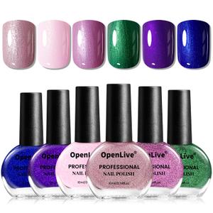 10ml 6 Colors Nail Polish Set Dark Green Pink Glitter Deep Blue Series Nail Polish Gifts for Women