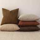 Foindtower Set of 2 Decorative Textured Burlap Linen Throw Pillow Covers Farmhouse Boho Lumbar Cushion Cover Solid Accent Pillowcase for Couch Sofa Bed Living Room Home Decor,1220 Inch,Golden Brown