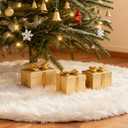 SYITCUN 72 Inch Faux Fur Christmas Tree Skirt, Extra Large Fluffy Xmas Tree Skirt for 7 to 12 FT Christmas Trees, Thicker Plush Christmas Decorations