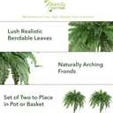 Nearly Natural 48in Artificial Boston Fern (Set of 2), Large Faux Greenery with 67 Lifelike Fronds for Indoor Wall, Shelf, and Home Office Decor