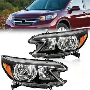 Headlight Assembly for 2012 2013 2014 Hon-da CR-V, OE-Style CR-V Halogen Head lamp with Clear Lens Black Housing Amber Reflector, Left Driver & Right Passenger Side, 1 Pair