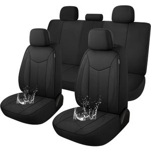 CAROMOP Waterproof Car Seat Cover Full Seats, Neoprene Seat Covers for Cars,Split Bench Compatible Car Interior Covers, Universal Fit Most Car Sedan Truck SUV(Black)