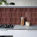 Alwayspon 10 Sheets 12" x12'' Retro Red 3D Vinyl Backsplash Tiles, Self-Adhesive Peel and Stick Wall Tile Stickers Stick on Subway Tiles for Kitchen Bathroom Wall