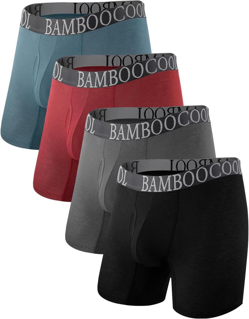 BAMBOO COOL Men's 360 Breathable Mesh Underwear Moisture-Wicking Boxer Briefs Cooling Performance,Multipack (XXL)