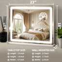 ROLOVE 23"x 18" Large Vanity Mirror with Lights, LED Makeup Mirror for Dresser and Desk, 10X Magnification, Dimmable Touch Control, Wall Mounted or Tabletop Mirror for Bedroom (White)