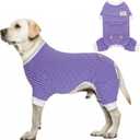 KYEESE Dog Pajamas Striped Clothes Pet PJS Lightweight Doggie Jammies 4 Legs Outfit Soft Dog Pajamas Cozy Pet Clothes Onesie Comfortable PJS for Medium Dogs Doggie Onesie,Purple Striped, XX-Large (2XL(40-60lbs))