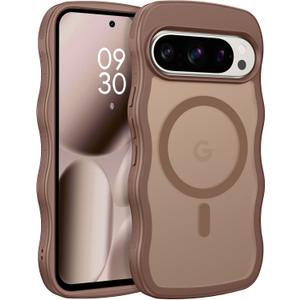 BENTOBEN Magnetic for Google Pixel 10 Pro XL Case Cute, Curly Wavy Pixel 10ProXL Case [Compatible with MagSafe]Anti-Slip Bumper Matte Slim Women Men Boys Cover for Google 10ProXL 6.8", Desert Titanium