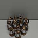 12 Pack Mini Lantern with 4" Flickering LED Candle, Vintage Lanterns Ornaments Table Centerpiece Halloween Western Party Christmas Tree Decorations (Rose Golden)