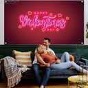 KatchOn, Happy Valentines Day Banner - XtraLarge 72x44 Inch | Neon Valentines Day Backdrop, Valentines Day Decorations | Valentines Backdrop for Photography | Valentines Banner, Valentines Decorations